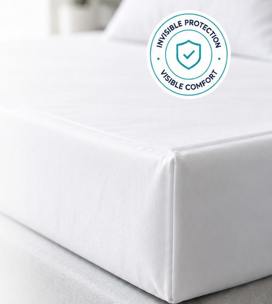 Close-up of a fitted mattress protector